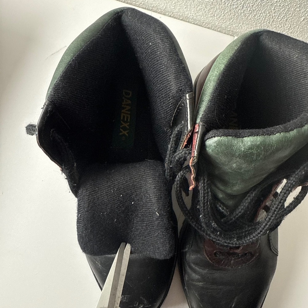 Danexx Casual Vintage Leather Hiking Boots Black Green Burgundy Lace Up Wome 7.5 - Picture 6 of 10